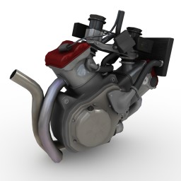 750cc V-Twin Engine Low Poly Model