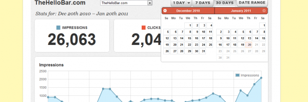 Hello Bar Stats Date Range Selection