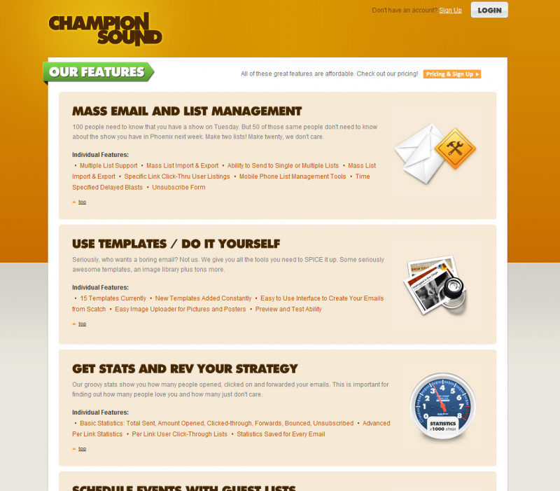 Champion Sound Features Page