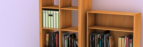 Beauty shot of books, shelves & boxes