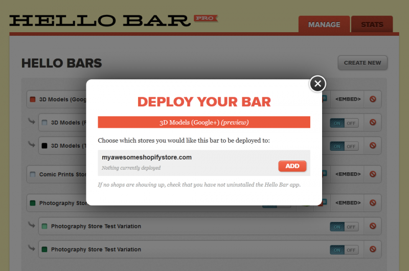 Deploy Your Bar