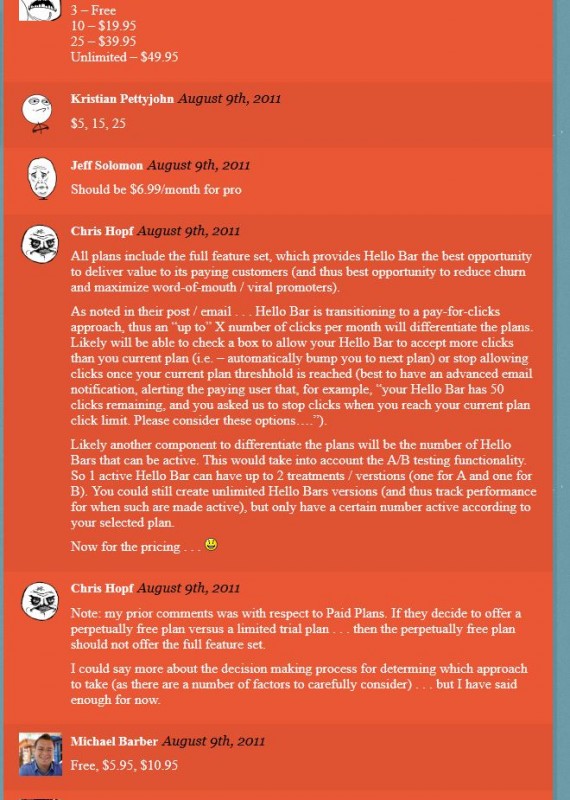 Hello Bar's Blog Layout Showing the Rage!
