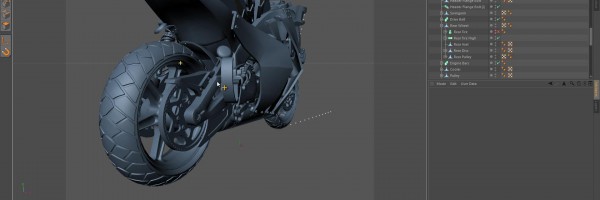 Wide view of the rear tire