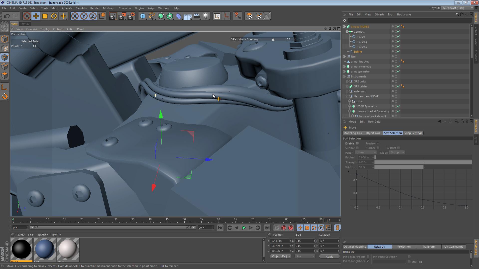 The Razorback – Part 30: Adding Cabling for Some of the Sensors – jamie3d